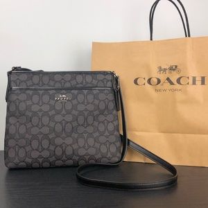 Coach crossbody file signature jacquard black